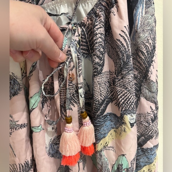 Anthropologie Maaji Aster Dress Red Pink Tropical Motif Size Large NWT - Picture 9 of 12